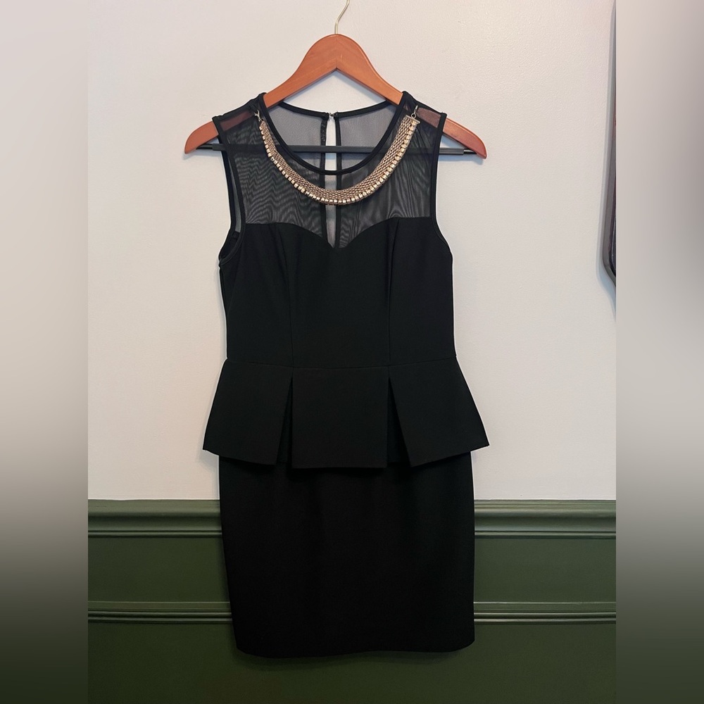 Bisou Bisou Black Dress with Gold Necklace Detail